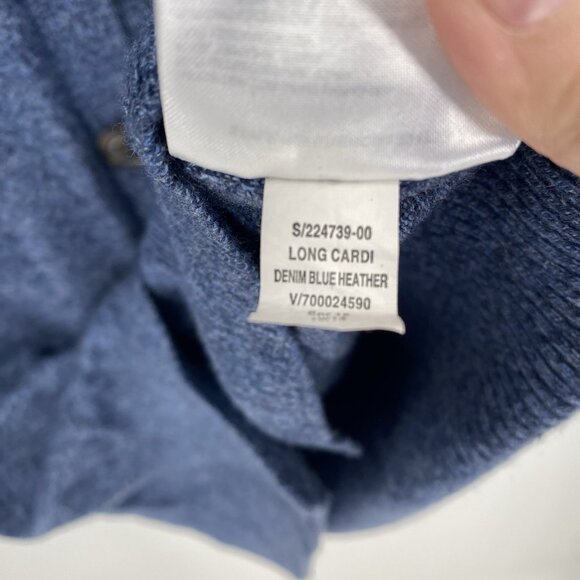Gap Size Small Denim Blue Heather Long Cardigan Wool Blend V-Neck Button Front - Picture 11 of 11
